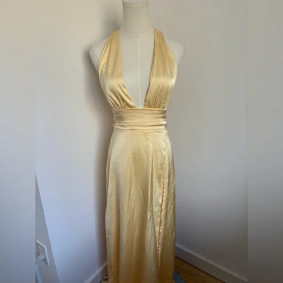 Gold Halter Dress - Picture 1 of 5